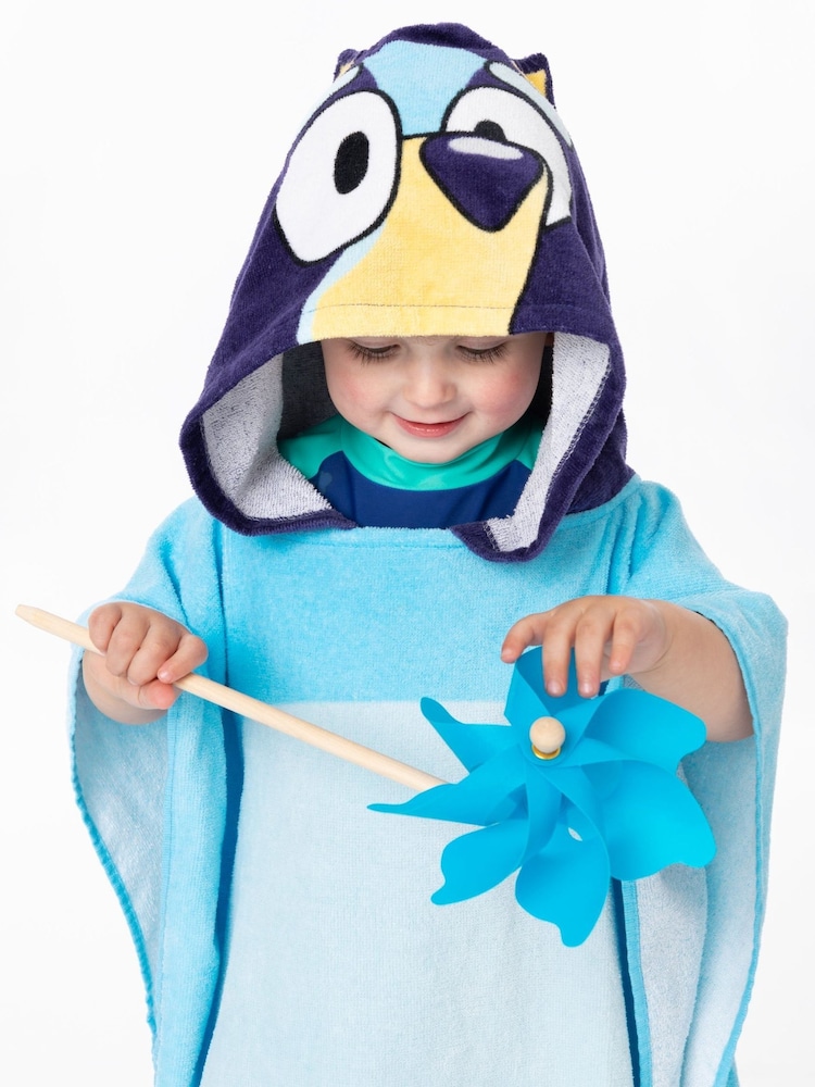 Vanilla Underground Blue Kids Bluey 100% Cotton Towel Poncho - Image 2 of 7