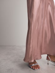 Rose Gold Satin Foil Midi Skirt - Image 4 of 7
