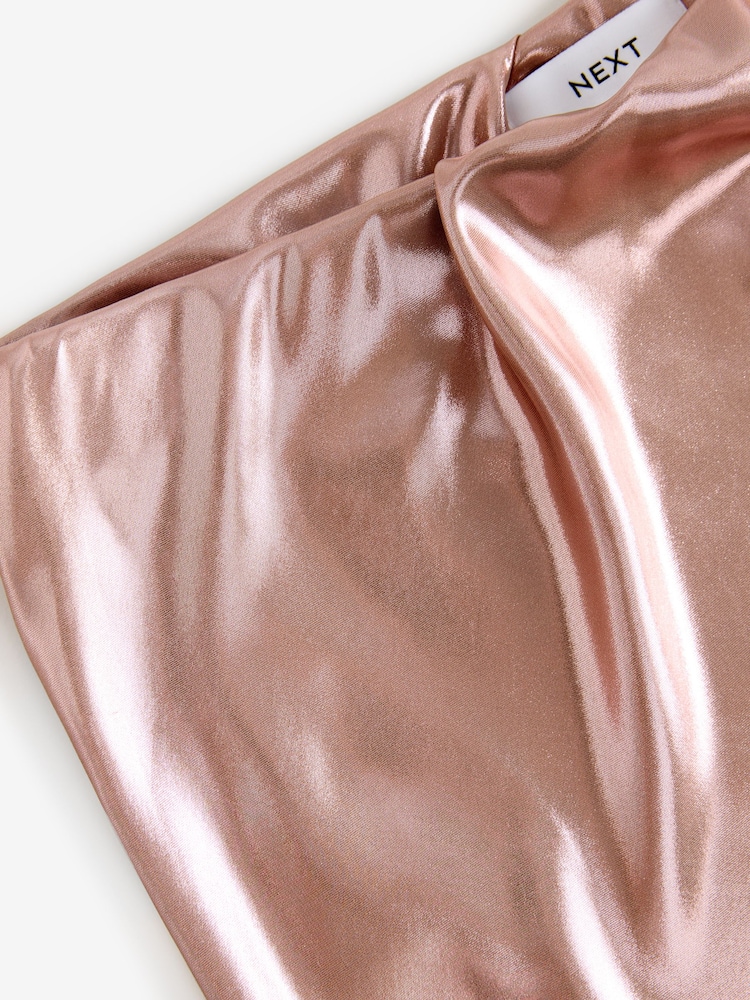Rose Gold Satin Foil Midi Skirt - Image 7 of 7