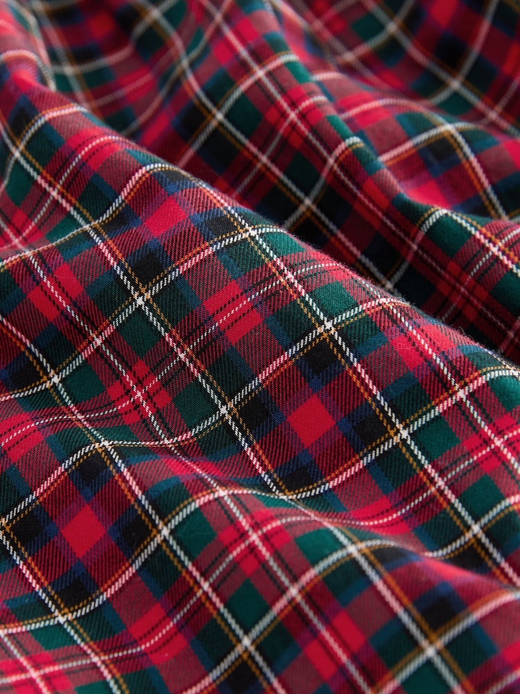 Red Tartan Long Sleeve 100% Cotton Peter Pan Collar Dress (3mths-8yrs) - Image 10 of 10