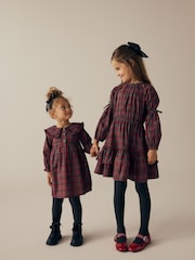 Red Tartan Long Sleeve 100% Cotton Peter Pan Collar Dress (3mths-8yrs) - Image 2 of 10