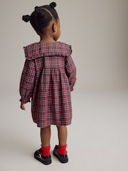 Red Tartan Long Sleeve 100% Cotton Peter Pan Collar Dress (3mths-8yrs) - Image 3 of 10