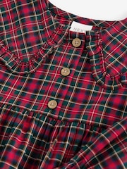 Red Tartan Long Sleeve 100% Cotton Peter Pan Collar Dress (3mths-8yrs) - Image 8 of 10