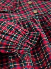 Red Tartan Long Sleeve 100% Cotton Peter Pan Collar Dress (3mths-8yrs) - Image 9 of 10