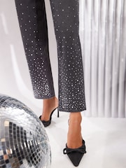 Friends Like These Diamante Embellished Black Authentic Denim Straight Leg Jeans - Image 2 of 4