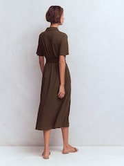 Boden Brown Mavis Midi Jersey Shirt Dress - Image 3 of 5