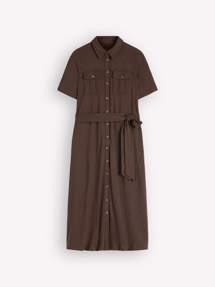 Boden Brown Mavis Midi Jersey Shirt Dress - Image 5 of 5 Boden Brown Mavis Midi Jersey Shirt Dress - Image 5 of 5