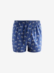 Navy Blue/Red Dog Print 4 pack Woven Pure 100% Cotton Boxers - Image 2 of 7