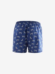Navy Blue/Red Dog Print 4 pack Woven Pure 100% Cotton Boxers - Image 3 of 7