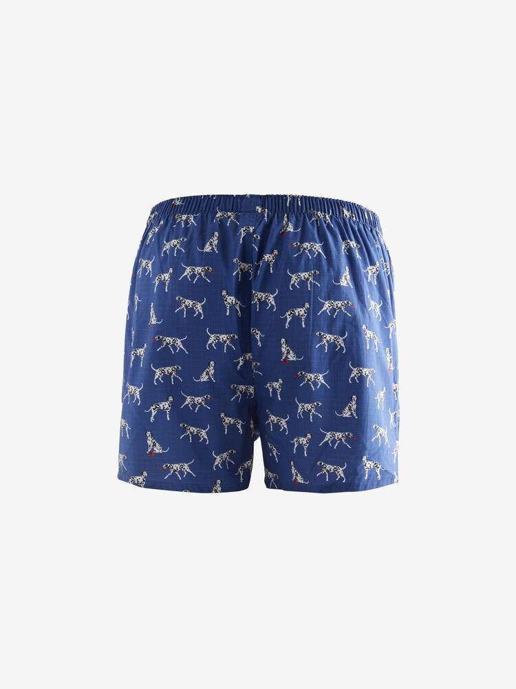Navy Blue/Red Dog Print 4 pack Woven Pure 100% Cotton Boxers - Image 3 of 7