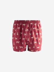 Navy Blue/Red Dog Print 4 pack Woven Pure 100% Cotton Boxers - Image 4 of 7