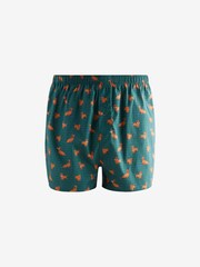 Navy Blue/Red Dog Print 4 pack Woven Pure 100% Cotton Boxers - Image 5 of 7