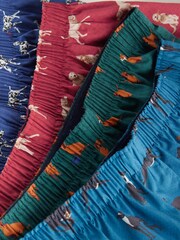 Navy Blue/Red Dog Print 4 pack Woven Pure 100% Cotton Boxers - Image 7 of 7