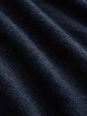 Navy Notched Neck Long Sleeve Ribbed Jumper - Image 6 of 6