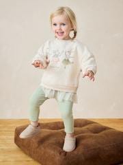 Pale Pink Mesh Hem Sweatshirt & Leggings Set (3mths-7yrs) - Image 1 of 8