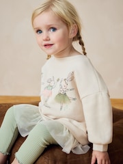 Pale Pink Mesh Hem Sweatshirt & Leggings Set (3mths-7yrs) - Image 2 of 8