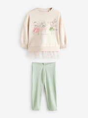 Pale Pink Mesh Hem Sweatshirt & Leggings Set (3mths-7yrs) - Image 5 of 8