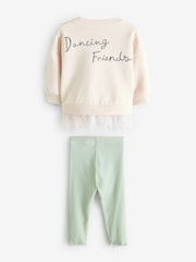 Pale Pink Mesh Hem Sweatshirt & Leggings Set (3mths-7yrs) - Image 6 of 8
