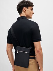 BOSS Black Embossed-Logo Envelope Bag In Grained Leather - Image 2 of 2