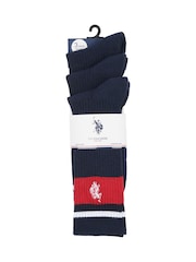 U.S. Polo Assn. Blue Brand Stripe Mens Sports Socks 3 Pack - Image 2 of 3