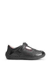 Start-Rite Dazzle Black Leather & Patent T-Bar First School Shoes - Image 1 of 6