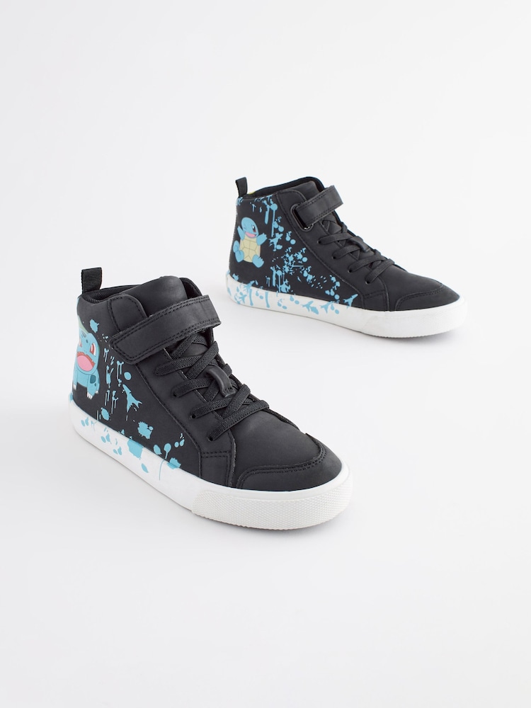 Black Wide Fit (G) Pokemon Elastic Lace High Top Trainers - Image 1 of 6