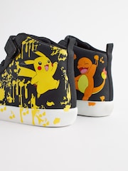 Black Wide Fit (G) Pokemon Elastic Lace High Top Trainers - Image 3 of 6
