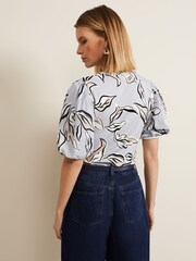 Phase Eight Blue Aaliyah Woven Sleeve Top - Image 2 of 6