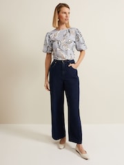 Phase Eight Blue Aaliyah Woven Sleeve Top - Image 3 of 6