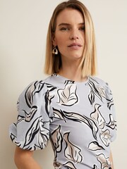 Phase Eight Blue Aaliyah Woven Sleeve Top - Image 5 of 6