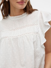 Белый - Блузка с короткими рукавами и кружевной отделкой VERO MODA - Image 3 of 6