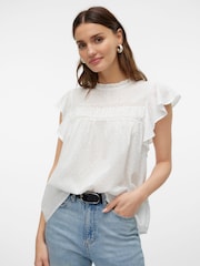 Белый - Блузка с короткими рукавами и кружевной отделкой VERO MODA - Image 4 of 6