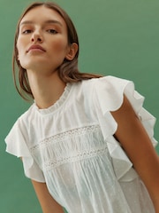 Белый - Блузка с короткими рукавами и кружевной отделкой VERO MODA - Image 5 of 6