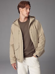 Dark Stone Zip Through Hooded Waterproof Jacket - Image 1 of 15