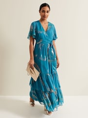 Phase Eight Blue Petite Charissa Silk Maxi Dress - Image 1 of 6