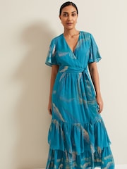 Phase Eight Blue Petite Charissa Silk Maxi Dress - Image 3 of 6