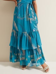 Phase Eight Blue Petite Charissa Silk Maxi Dress - Image 5 of 6