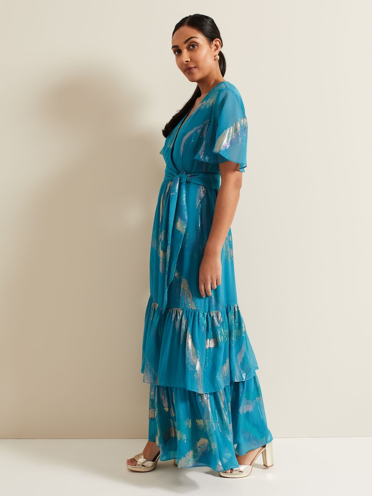 Phase Eight Blue Petite Charissa Silk Maxi Dress - Image 6 of 6