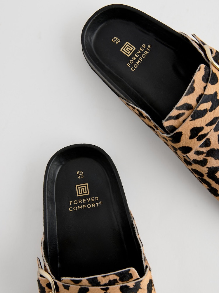 Leopard Standard Fit Forever Comfort® Leather Footbed Clogs - Image 4 of 5