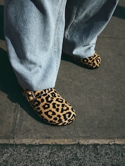 Leopard Standard Fit Forever Comfort® Leather Footbed Clogs - Image 6 of 11