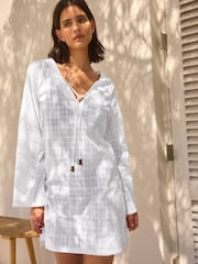 White 100% Cotton Kaftan Cover-Up - Image 1 of 6