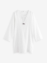 White 100% Cotton Kaftan Cover-Up - Image 5 of 6