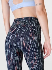 Sweaty Betty Green Grid Geo Print Full Length Aerial Core Workout Leggings - Image 5 of 9