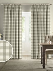 Sophie Allport Natural Stone Gingham Made to Measure 100% Cotton Curtains - Image 1 of 6