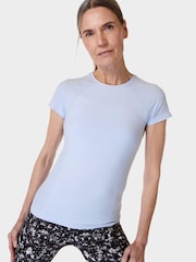 Sweaty Betty Salt Blue Athlete Seamless Workout T-Shirt - Image 1 of 8