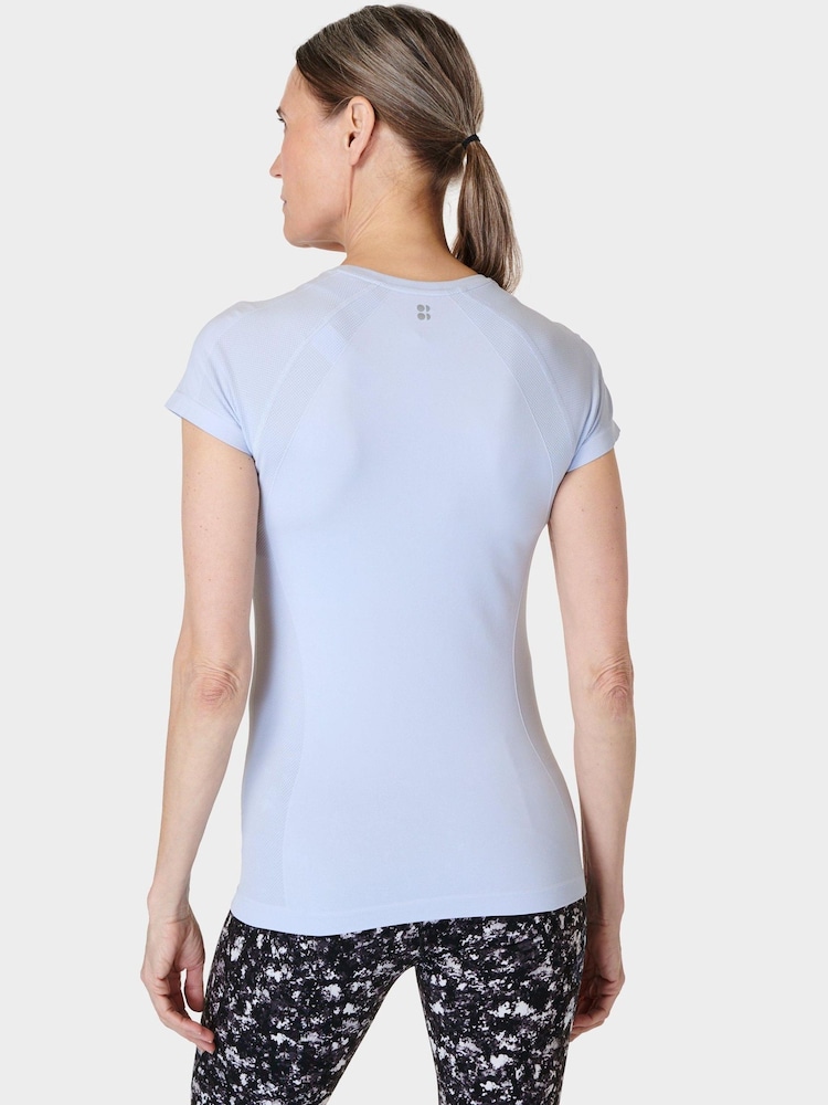 Sweaty Betty Salt Blue Athlete Seamless Workout T-Shirt - Image 2 of 8