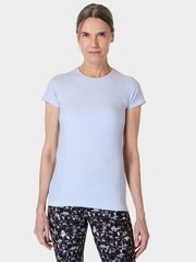 Sweaty Betty Salt Blue Athlete Seamless Workout T-Shirt - Image 3 of 8