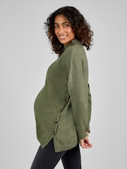 JoJo Maman Bébé Khaki Green Turtle Neck Maternity & Nursing Jumper - Image 2 of 4