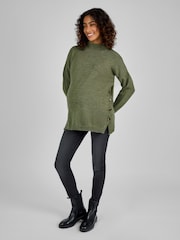 JoJo Maman Bébé Khaki Green Turtle Neck Maternity & Nursing Jumper - Image 3 of 4