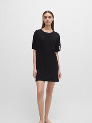 HUGO Black Relaxed Fit Night Dress With Logo Print - Image 1 of 5